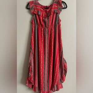 LOFT Red and Black Patterned Dress